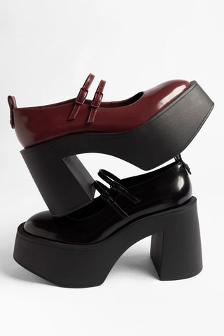 Olivia Platform Pump Black Leather Pump Larroudé