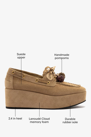 Cyprus Flatform Peanut Suede Flatform Larroude