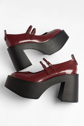 Olivia Platform Pump Burgundy Leather Pump Larroudé