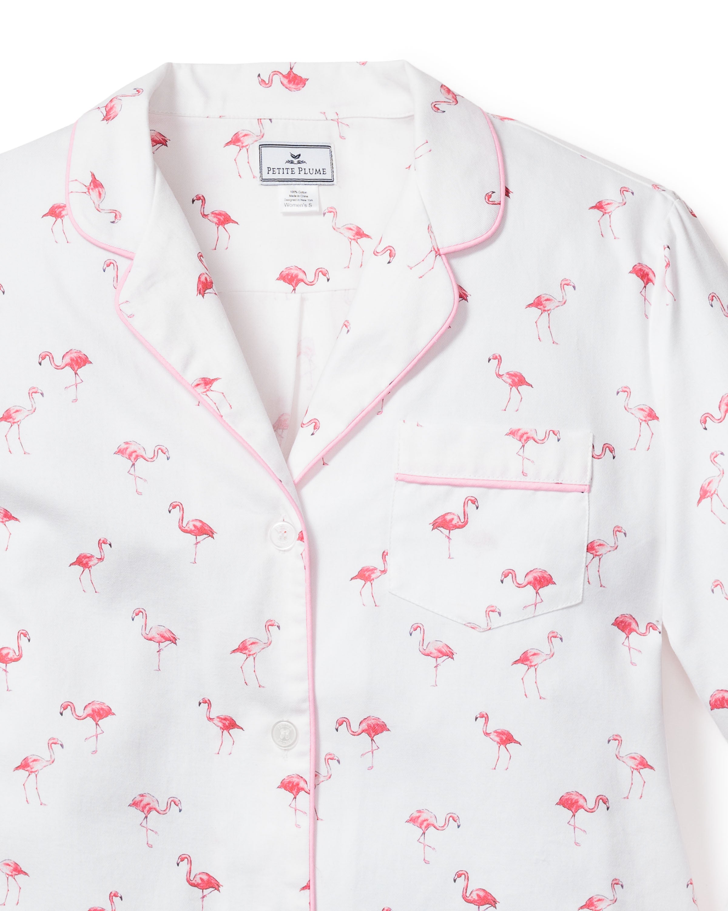 Women's Twill Pajama Set in Flamingos