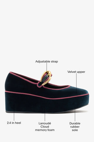Verona Flatform Deepsea Velvet Flatform Larroude