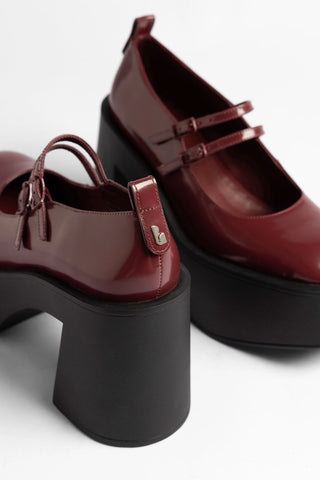Olivia Platform Pump Burgundy Leather Pump Larroudé