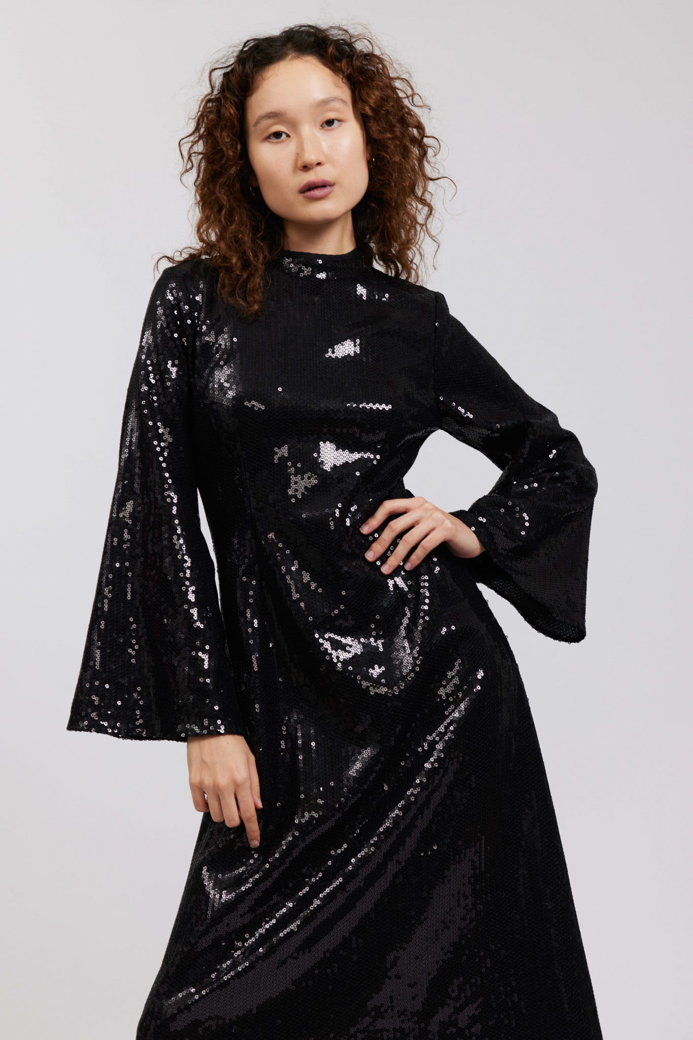 Dolly Dress in Black Sequin