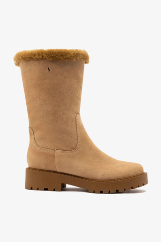 Harper Shearling Boot Peanut Suede Boot Larroudé