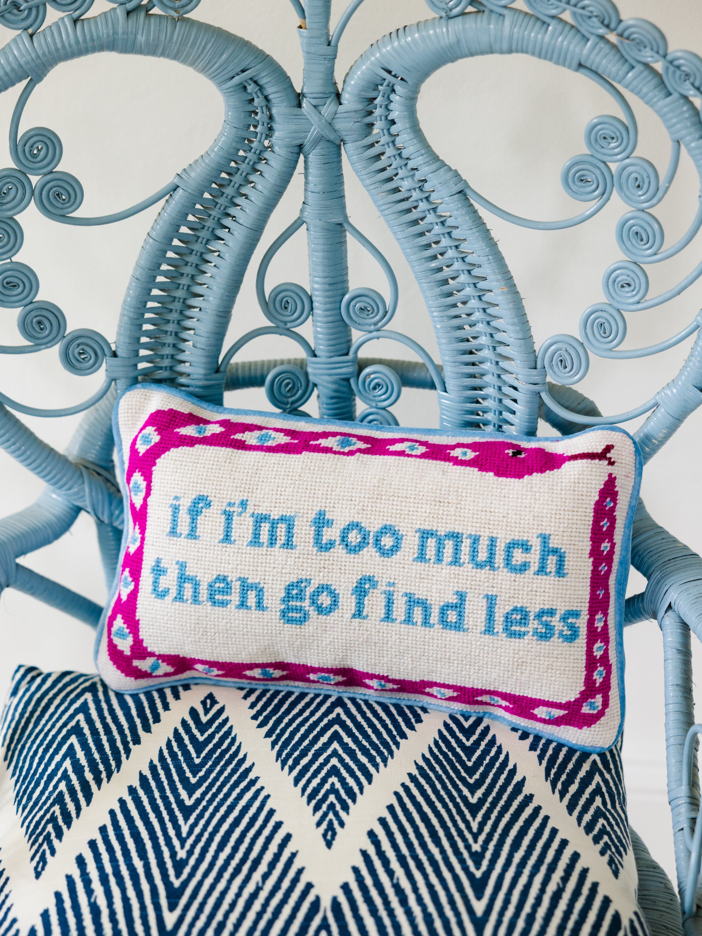 Go Find Less Needlepoint Pillow