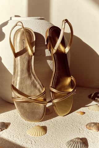 Annie Flat In Gold Metallic Leather