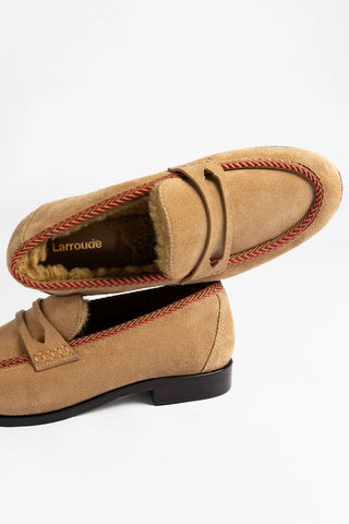 Suki Fuzzy Loafer Peanut Suede Loafer Larroudé