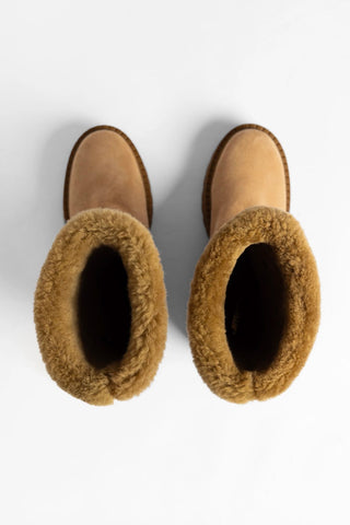 Harper Shearling Boot Peanut Suede Boot Larroudé