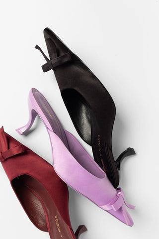 Larroudé by Nicolò B.: Maria Mule Black Satin Mule Larroudé x Nicolò Beretta