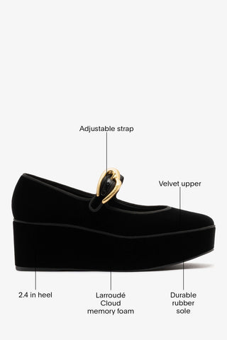 Verona Flatform Black Velvet Loafer Larroude