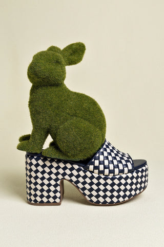 Miso Platform Sandal In Navy and Ivory Leather