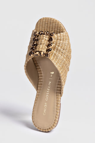 Chloe Gosselin by Larroudé Nova Flat In Natural Raffia
