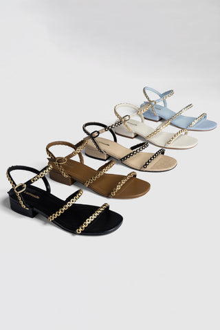 Milanina Flat Sandal In Russet Leather