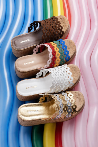 Charli Mule In Gold and Silver Metallic Leather