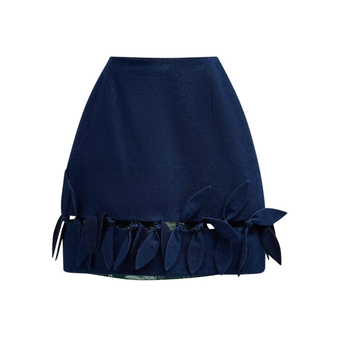 Denim Tie Mini Skirt