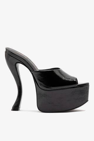 Larroudé by Nicolò B.: Isabella Platform Mule Black Patent Leather Sandal Larroudé x Nicolò Beretta