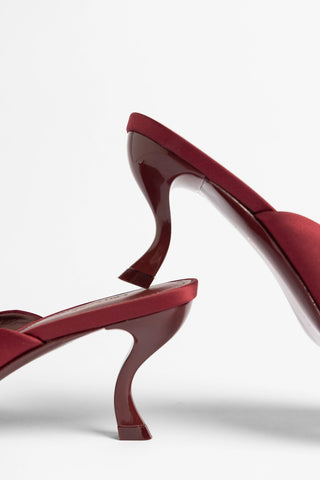Larroudé by Nicolò B.: Maria Mule Burgundy Satin Mule Larroudé x Nicolò Beretta