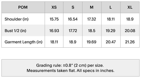 Size chart