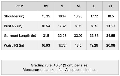 Size chart