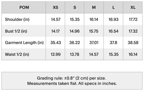 Size chart