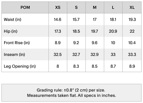 Size chart