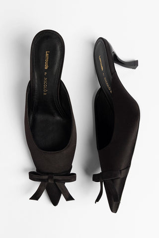 Larroudé by Nicolò B.: Maria Mule Black Satin Mule Larroudé x Nicolò Beretta