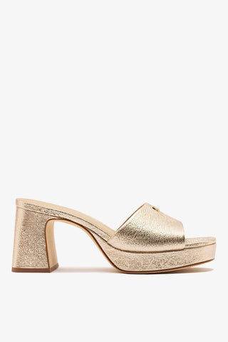 Dolly Low Platform Mule Platina Leather Mule Larroudé