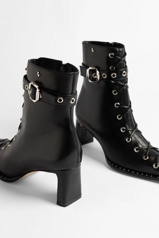Patti Boot Black Leather Boot Larroudé