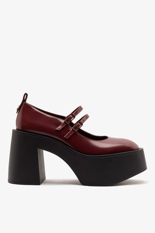 Olivia Platform Pump Burgundy Leather Pump Larroudé