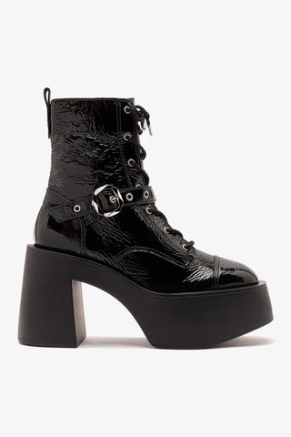 Olivia Patti Platform Boot Black Patent Leather Boot Larroudé