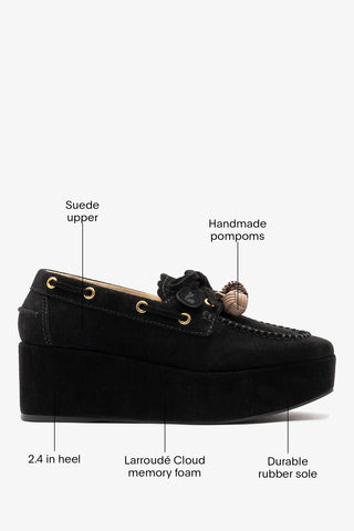 Cyprus Flatform Black Suede Flatform Larroude