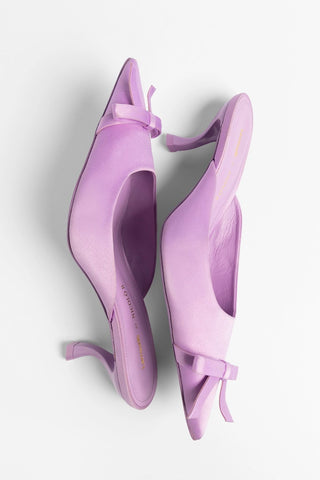 Larroudé by Nicolò B.: Maria Mule Lilac Satin Mule Larroudé x Nicolò Beretta
