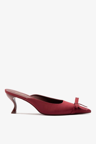 Larroudé by Nicolò B.: Maria Mule Burgundy Satin Mule Larroudé x Nicolò Beretta