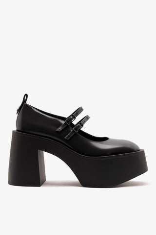 Olivia Platform Pump Black Leather Pump Larroudé