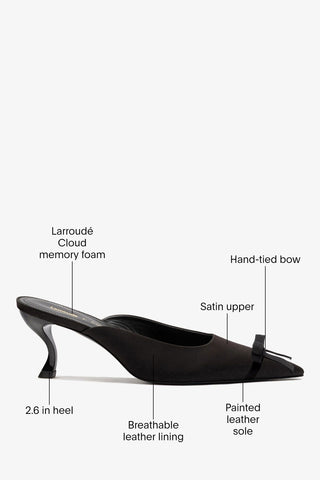 Larroudé by Nicolò B.: Maria Mule Black Satin Mule Larroudé x Nicolò Beretta