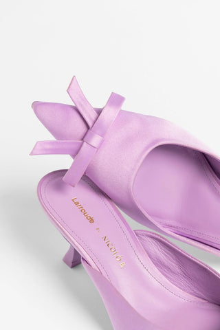 Larroudé by Nicolò B.: Maria Mule Lilac Satin Mule Larroudé x Nicolò Beretta