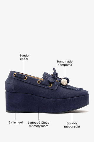 Cyprus Flatform Navy Suede Flatform Larroude