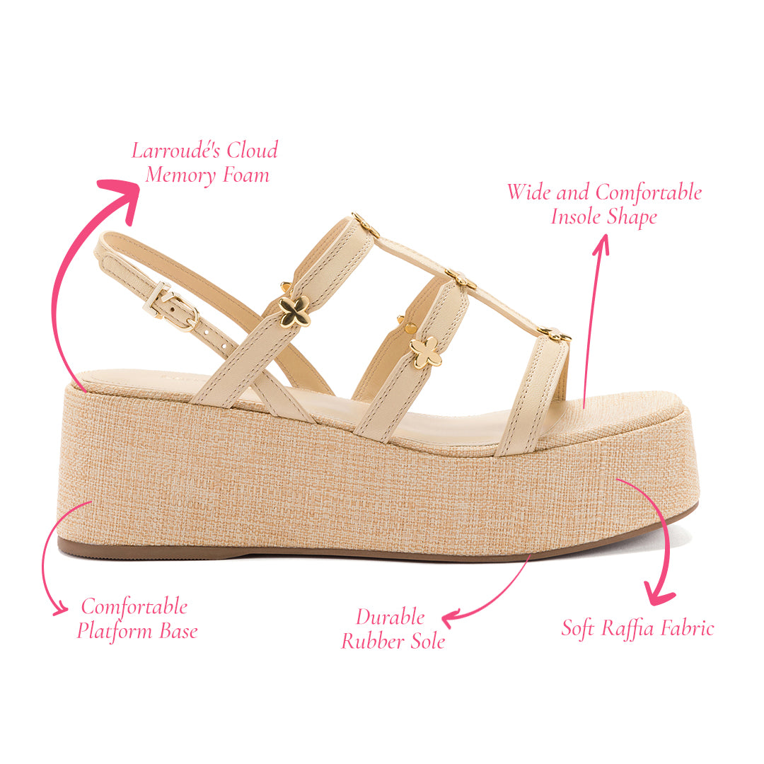 Harmony Flatform Sandal In Beige Raffia