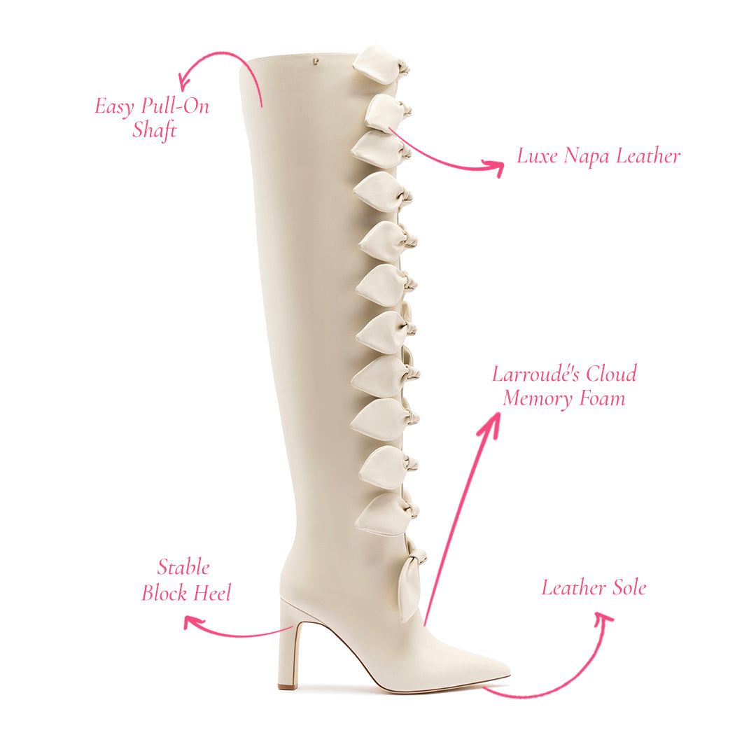 Larroudé for Jonathan Cohen: Tie Boot In Ivory Leather