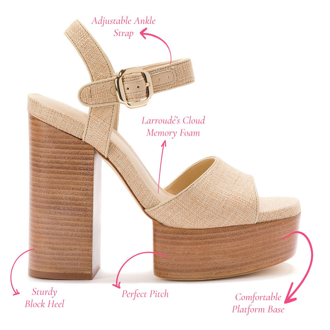 Vanessa Platform Sandal In Beige Raffia