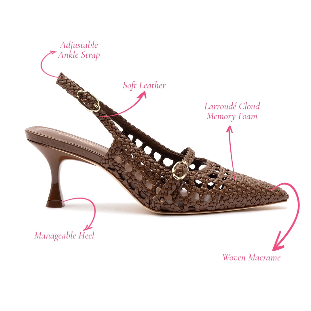 Ines Macrame Pump In Brunt Umber Leather