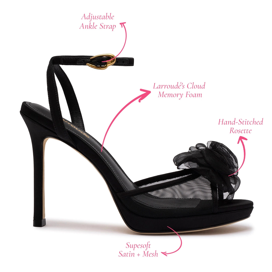 Salma Platform Sandal In Black Satin