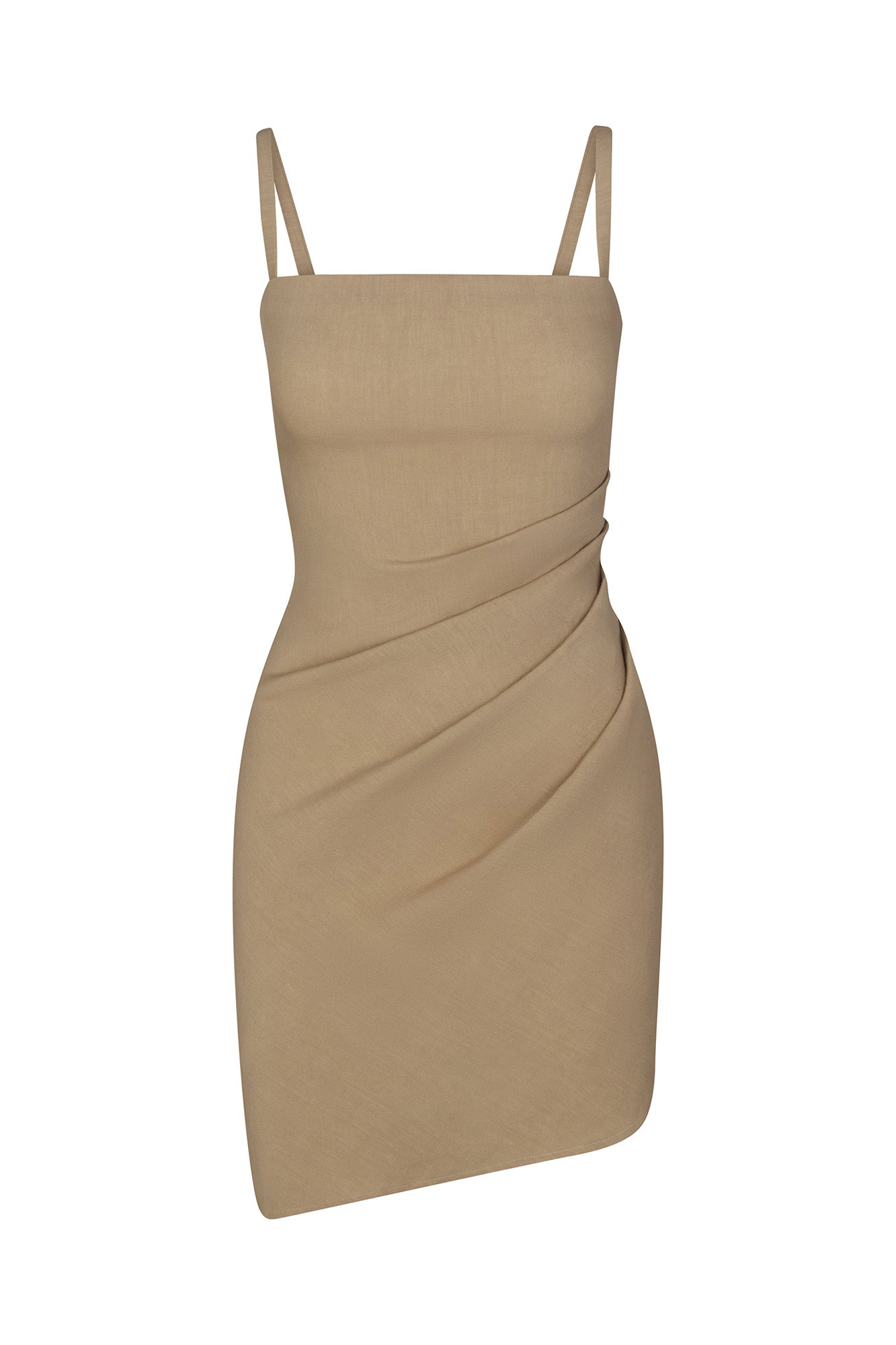 Nadege Draped Mini Dress in Stretch Linen