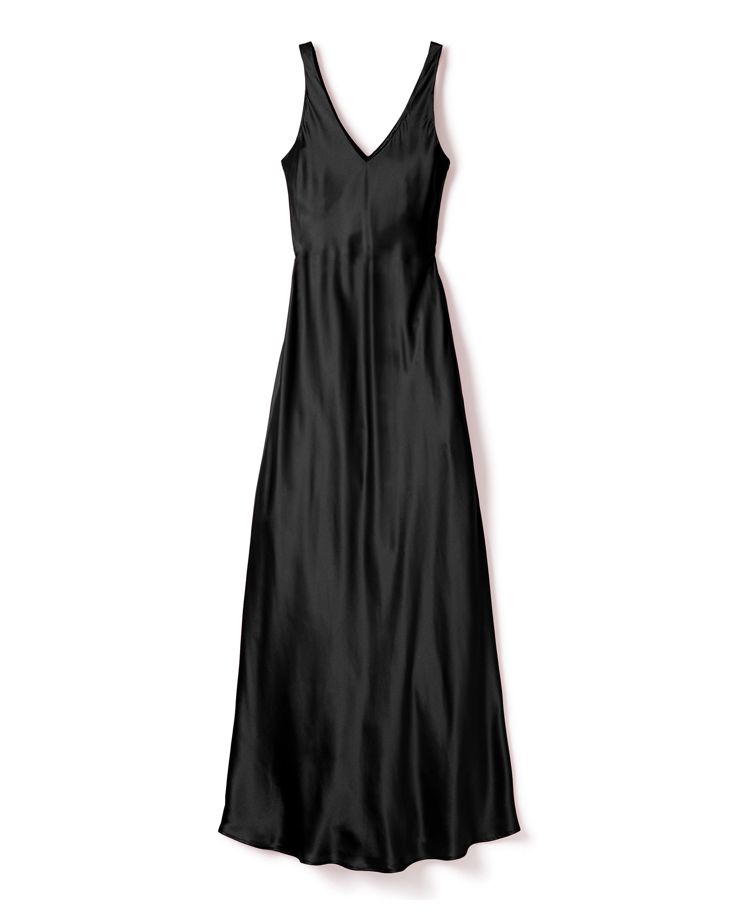 Women's Silk Long Slip in Black