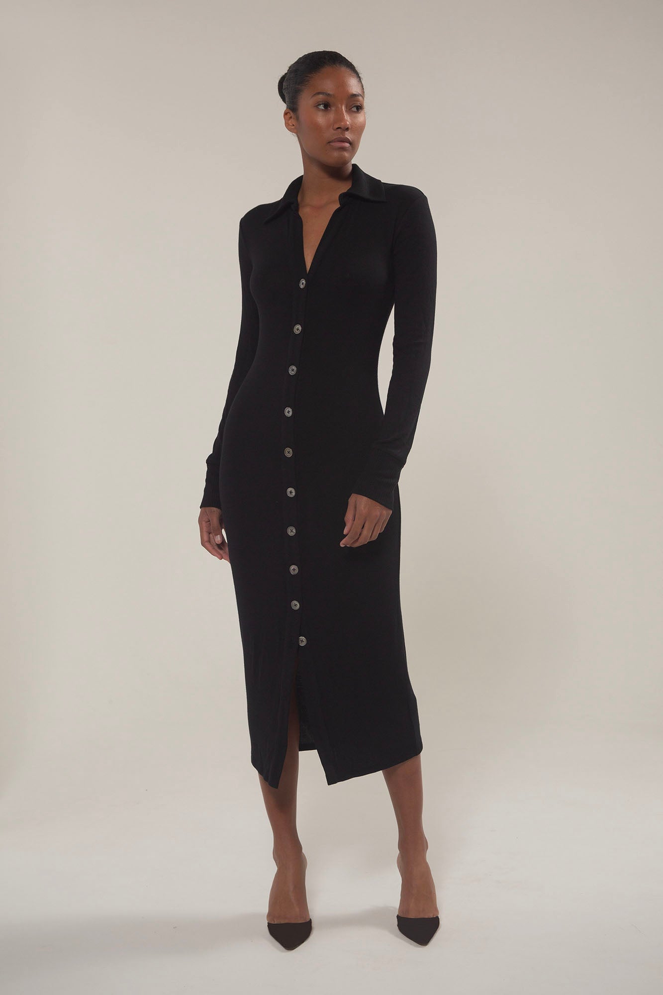 Cardigan Midi Dress in Stretch Modal Jersey Knit