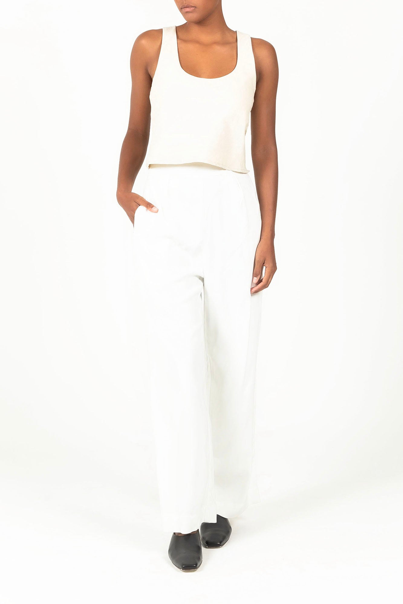 Wide Leg Pant in Stretch Twill