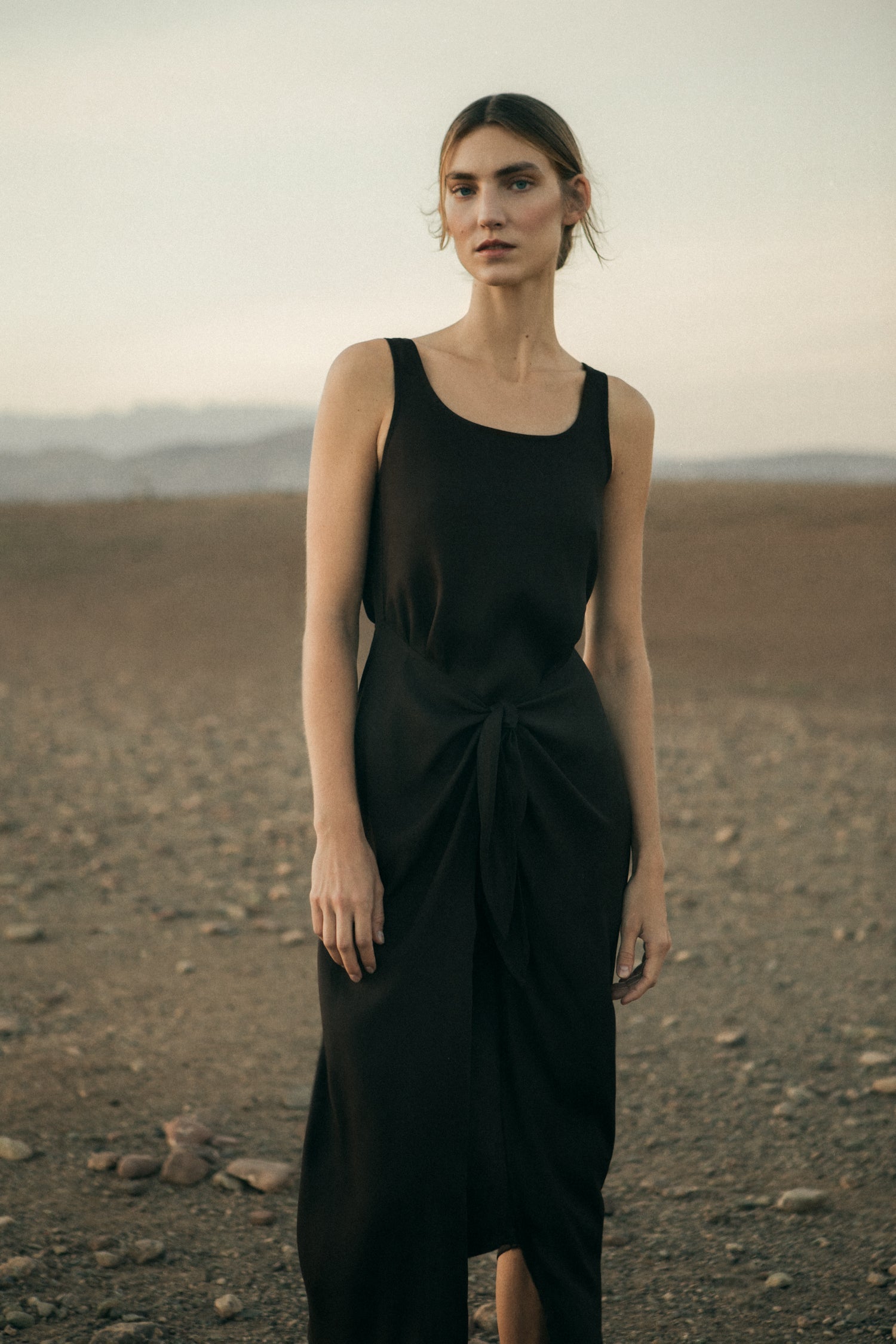 D.K. Midi Wrap Dress in Matte Crepe