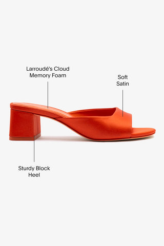Chloe Gosselin by Larroudé Anah Mule In Orange Sunrise Satin
