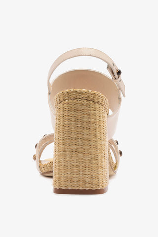 Chloe Gosselin by Larroudé Margot Sandal In Puff Cream Leather and Natural Raffia