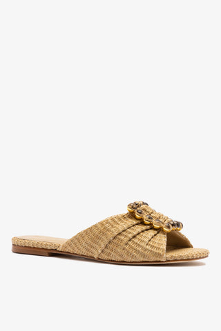 Chloe Gosselin by Larroudé Nova Flat In Natural Raffia
